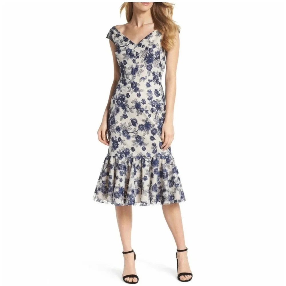 Gal Meets Glam Colection Rosemary Midi Dress Women's Size 20 Floral Embroidered - Picture 1 of 15